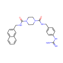 N=C(N)Nc1ccc(CNC(=O)N2CCN(C(=O)NCc3ccc4ccccc4c3)CC2)cc1 ZINC000026399844