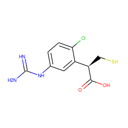 N=C(N)Nc1ccc(Cl)c([C@@H](CS)C(=O)O)c1 ZINC000016051730