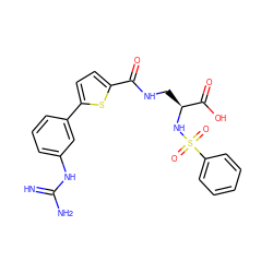 N=C(N)Nc1cccc(-c2ccc(C(=O)NC[C@H](NS(=O)(=O)c3ccccc3)C(=O)O)s2)c1 ZINC000001549903