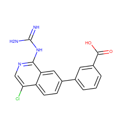 N=C(N)Nc1ncc(Cl)c2ccc(-c3cccc(C(=O)O)c3)cc12 ZINC000026964149