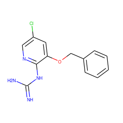 N=C(N)Nc1ncc(Cl)cc1OCc1ccccc1 ZINC000013436555