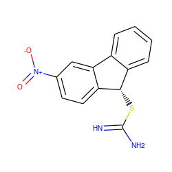 N=C(N)S[C@H]1c2ccccc2-c2cc([N+](=O)[O-])ccc21 ZINC000013099139