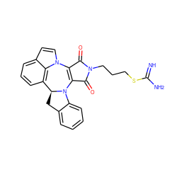 N=C(N)SCCCN1C(=O)C2=C(C1=O)n1ccc3cccc(c31)[C@@H]1Cc3ccccc3N21 ZINC000040913555