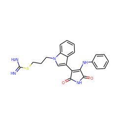 N=C(N)SCCCn1cc(C2=C(Nc3ccccc3)C(=O)NC2=O)c2ccccc21 ZINC000028362842