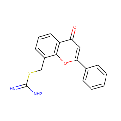 N=C(N)SCc1cccc2c(=O)cc(-c3ccccc3)oc12 ZINC000003954531