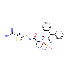 N=C(N)c1cc(CNC(=O)[C@@H]2CCCN2C(=O)[C@H](NS(N)(=O)=O)C(c2ccccc2)c2ccccc2)cs1 ZINC000053022015