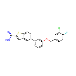 N=C(N)c1cc2cc(-c3cccc(OCc4ccc(F)c(Cl)c4)c3)ccc2s1 ZINC000045358827