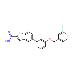 N=C(N)c1cc2cc(-c3cccc(OCc4cccc(F)c4)c3)ccc2s1 ZINC000045336783