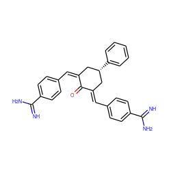 N=C(N)c1ccc(/C=C2/C[C@H](c3ccccc3)C/C(=C\c3ccc(C(=N)N)cc3)C2=O)cc1 ZINC000253637040