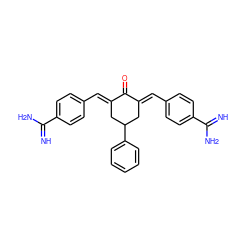 N=C(N)c1ccc(/C=C2\CC(c3ccccc3)C/C(=C\c3ccc(C(=N)N)cc3)C2=O)cc1 ZINC000013803389