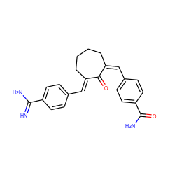 N=C(N)c1ccc(/C=C2\CCCC/C(=C/c3ccc(C(N)=O)cc3)C2=O)cc1 ZINC000001545719