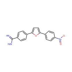 N=C(N)c1ccc(-c2ccc(-c3ccc([N+](=O)[O-])cc3)o2)cc1 ZINC000653697633