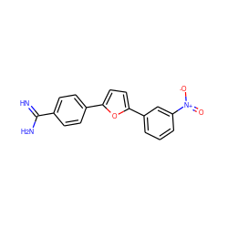 N=C(N)c1ccc(-c2ccc(-c3cccc([N+](=O)[O-])c3)o2)cc1 ZINC000653697672