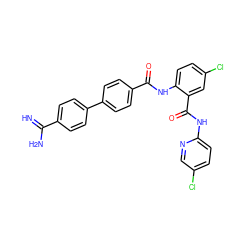 N=C(N)c1ccc(-c2ccc(C(=O)Nc3ccc(Cl)cc3C(=O)Nc3ccc(Cl)cn3)cc2)cc1 ZINC000028095459