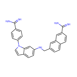 N=C(N)c1ccc(-n2ccc3ccc(NCc4ccc5ccc(C(=N)N)cc5c4)cc32)cc1 ZINC000028014942