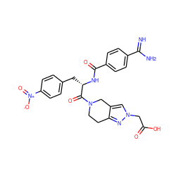 N=C(N)c1ccc(C(=O)N[C@@H](Cc2ccc([N+](=O)[O-])cc2)C(=O)N2CCc3nn(CC(=O)O)cc3C2)cc1 ZINC000001550466