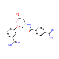 N=C(N)c1ccc(C(=O)N[C@H](COc2cccc(C(=N)N)c2)CC(=O)O)cc1 ZINC000013518260