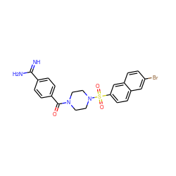 N=C(N)c1ccc(C(=O)N2CCN(S(=O)(=O)c3ccc4cc(Br)ccc4c3)CC2)cc1 ZINC000026172738