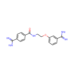 N=C(N)c1ccc(C(=O)NCCOc2cccc(C(=N)N)c2)cc1 ZINC000013518252