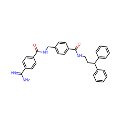 N=C(N)c1ccc(C(=O)NCc2ccc(C(=O)NCCC(c3ccccc3)c3ccccc3)cc2)cc1 ZINC000026395914