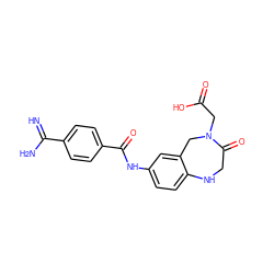 N=C(N)c1ccc(C(=O)Nc2ccc3c(c2)CN(CC(=O)O)C(=O)CN3)cc1 ZINC000013782919