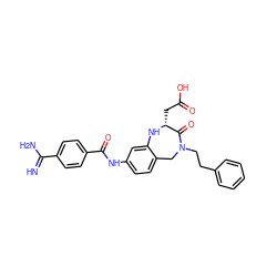 N=C(N)c1ccc(C(=O)Nc2ccc3c(c2)N[C@H](CC(=O)O)C(=O)N(CCc2ccccc2)C3)cc1 ZINC000013782899