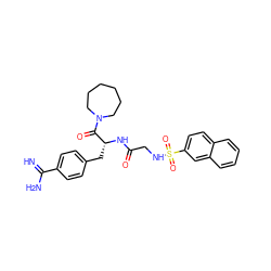 N=C(N)c1ccc(C[C@@H](NC(=O)CNS(=O)(=O)c2ccc3ccccc3c2)C(=O)N2CCCCCC2)cc1 ZINC000027878345