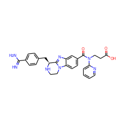 N=C(N)c1ccc(C[C@@H]2NCCn3c2nc2cc(C(=O)N(CCC(=O)O)c4ccccn4)ccc23)cc1 ZINC000473157230