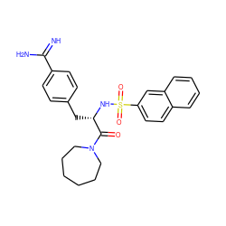 N=C(N)c1ccc(C[C@H](NS(=O)(=O)c2ccc3ccccc3c2)C(=O)N2CCCCCC2)cc1 ZINC000027865446