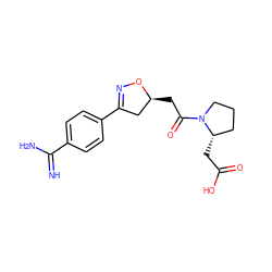 N=C(N)c1ccc(C2=NO[C@@H](CC(=O)N3CCC[C@@H]3CC(=O)O)C2)cc1 ZINC000027517669