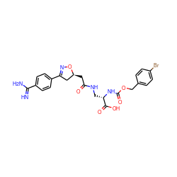 N=C(N)c1ccc(C2=NO[C@@H](CC(=O)NC[C@H](NC(=O)OCc3ccc(Br)cc3)C(=O)O)C2)cc1 ZINC000026175144