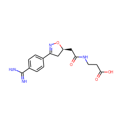 N=C(N)c1ccc(C2=NO[C@@H](CC(=O)NCCC(=O)O)C2)cc1 ZINC000003812360