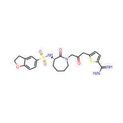 N=C(N)c1ccc(CC(=O)CN2CCCC[C@H](NS(=O)(=O)c3ccc4c(c3)CCO4)C2=O)s1 ZINC000027848204