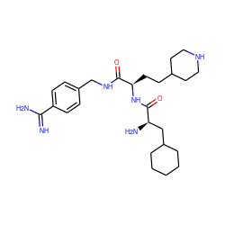 N=C(N)c1ccc(CNC(=O)[C@@H](CCC2CCNCC2)NC(=O)[C@H](N)CC2CCCCC2)cc1 ZINC000103258348