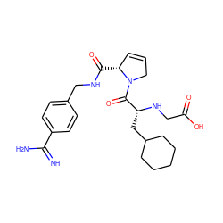 N=C(N)c1ccc(CNC(=O)[C@@H]2C=CCN2C(=O)[C@@H](CC2CCCCC2)NCC(=O)O)cc1 ZINC000033965828