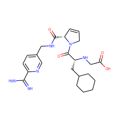 N=C(N)c1ccc(CNC(=O)[C@@H]2C=CCN2C(=O)[C@@H](CC2CCCCC2)NCC(=O)O)cn1 ZINC000034016419