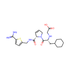 N=C(N)c1ccc(CNC(=O)[C@@H]2C=CCN2C(=O)[C@@H](CC2CCCCC2)NCC(=O)O)s1 ZINC000029337264