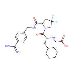 N=C(N)c1ccc(CNC(=O)[C@@H]2CC(F)(F)CN2C(=O)[C@@H](CC2CCCCC2)NCC(=O)O)cn1 ZINC000036107672