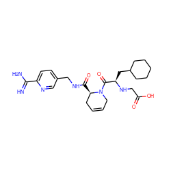 N=C(N)c1ccc(CNC(=O)[C@@H]2CC=CCN2C(=O)[C@@H](CC2CCCCC2)NCC(=O)O)cn1 ZINC000036107669