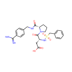 N=C(N)c1ccc(CNC(=O)[C@@H]2CCCN2C(=O)[C@@H](CC(=O)O)NS(=O)(=O)Cc2ccccc2)cc1 ZINC000072178029