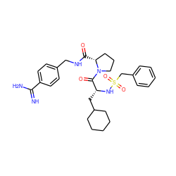 N=C(N)c1ccc(CNC(=O)[C@@H]2CCCN2C(=O)[C@@H](CC2CCCCC2)NS(=O)(=O)Cc2ccccc2)cc1 ZINC000058581013