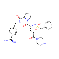 N=C(N)c1ccc(CNC(=O)[C@@H]2CCCN2C(=O)[C@@H](CCC(=O)N2CCNCC2)NS(=O)(=O)Cc2ccccc2)cc1 ZINC000072178389