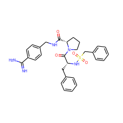 N=C(N)c1ccc(CNC(=O)[C@@H]2CCCN2C(=O)[C@@H](Cc2ccccc2)NS(=O)(=O)Cc2ccccc2)cc1 ZINC000072178453