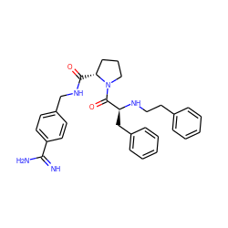 N=C(N)c1ccc(CNC(=O)[C@@H]2CCCN2C(=O)[C@H](Cc2ccccc2)NCCc2ccccc2)cc1 ZINC000095575465