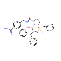 N=C(N)c1ccc(CNC(=O)[C@@H]2CCCN2C(=O)[C@H](NS(=O)(=O)Cc2ccccc2)C(c2ccccc2)c2ccccc2)cc1 ZINC000025976833