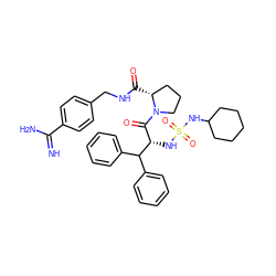 N=C(N)c1ccc(CNC(=O)[C@@H]2CCCN2C(=O)[C@H](NS(=O)(=O)NC2CCCCC2)C(c2ccccc2)c2ccccc2)cc1 ZINC000025976821