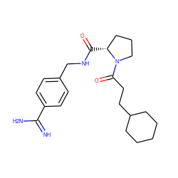 N=C(N)c1ccc(CNC(=O)[C@@H]2CCCN2C(=O)CCC2CCCCC2)cc1 ZINC000039018741