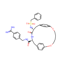 N=C(N)c1ccc(CNC(=O)[C@@H]2Cc3ccc(cc3)OCCCCOc3ccc(cc3)C[C@@H](NS(=O)(=O)Cc3ccccc3)C(=O)N2)cc1 ZINC000084596938