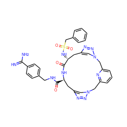 N=C(N)c1ccc(CNC(=O)[C@@H]2Cc3cn(nn3)Cc3cccc(n3)Cn3cc(nn3)C[C@@H](NS(=O)(=O)Cc3ccccc3)C(=O)N2)cc1 ZINC000084596940