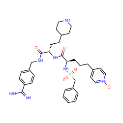 N=C(N)c1ccc(CNC(=O)[C@H](CCC2CCNCC2)NC(=O)[C@@H](CCCc2cc[n+]([O-])cc2)NS(=O)(=O)Cc2ccccc2)cc1 ZINC000198671381